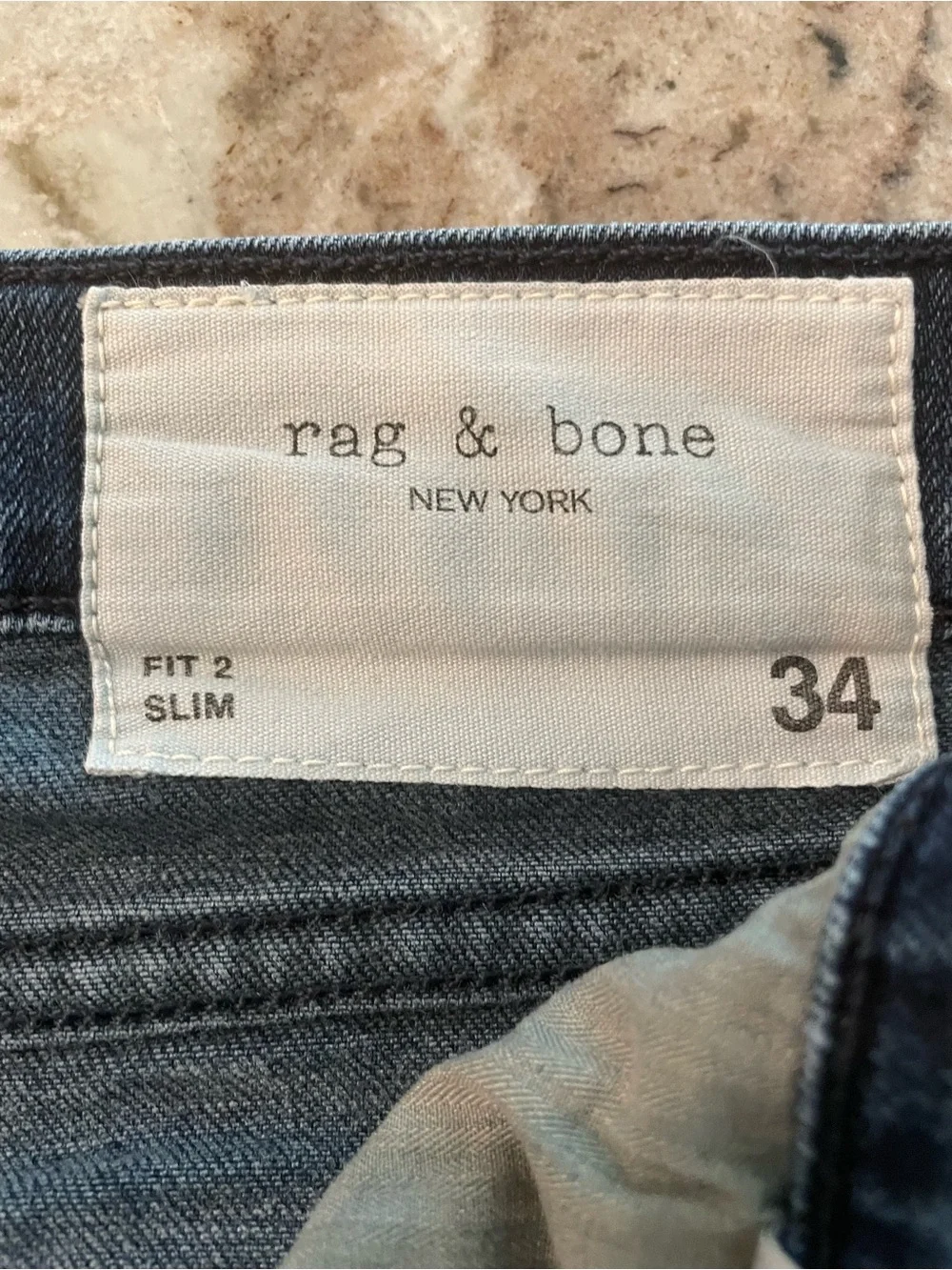 Rag and Bone Fit 2 Slim Dark Wash Mens Demin Jeans Size 34 Bayview Rag & Bone
